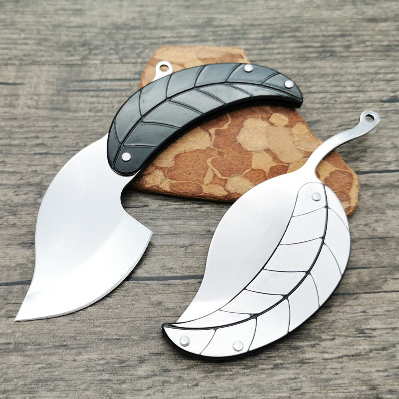 Key Folding Knife Full Stainless Steel Folding Knife Creative Mini Gift Knife Leaf Leaf Knife