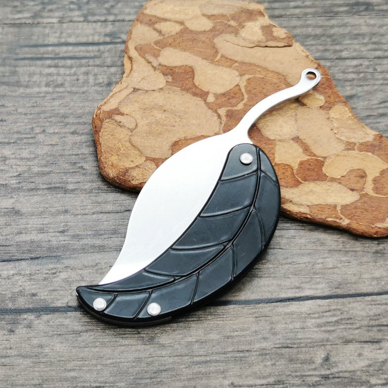 Key Folding Knife Full Stainless Steel Folding Knife Creative Mini Gift Knife Leaf Leaf Knife