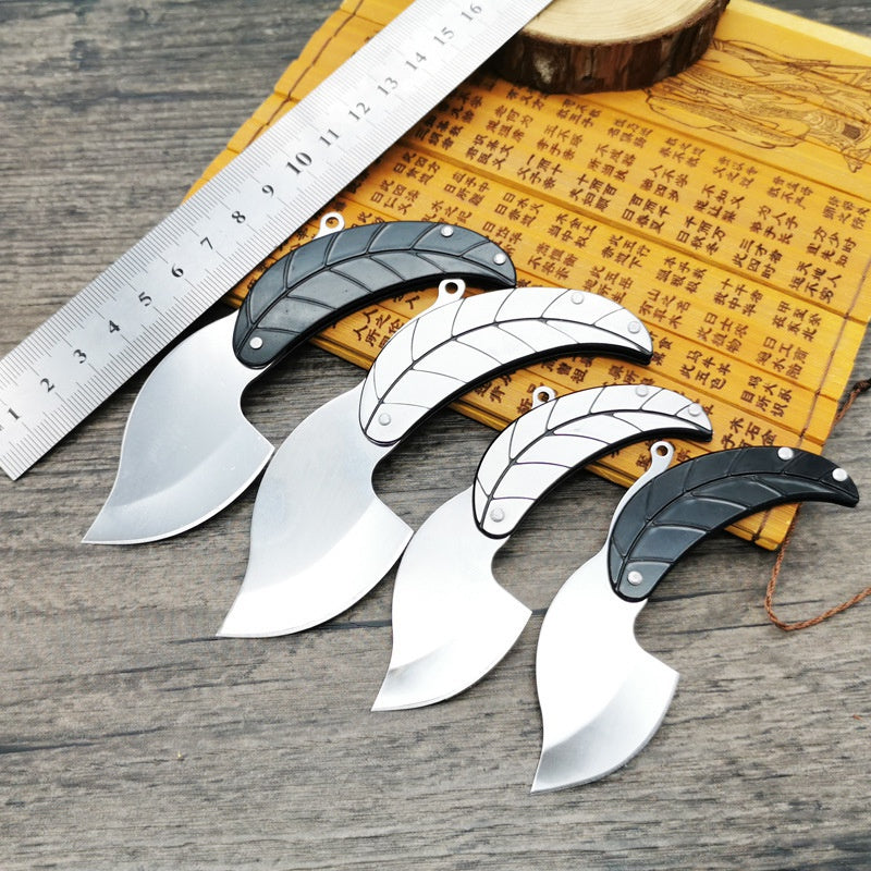 Key Folding Knife Full Stainless Steel Folding Knife Creative Mini Gift Knife Leaf Leaf Knife