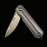 Gift Collection Pickling Damascus Titanium Alloy Keychain Chain Knife