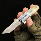 Gift Collection Pickling Damascus Titanium Alloy Keychain Chain Knife