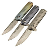 Gift Collection Pickling Damascus Titanium Alloy Keychain Chain Knife
