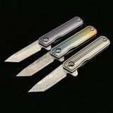 Gift Collection Pickling Damascus Titanium Alloy Keychain Chain Knife
