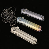 Gift Collection Pickling Damascus Titanium Alloy Keychain Chain Knife