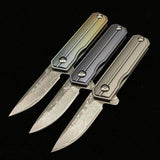 Gift Collection Pickling Damascus Titanium Alloy Keychain Chain Knife