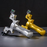 Factory wholesale one monofilament slingshot flat leather fast pressure free binding laser slingshot frame gold silver flat rubber band
