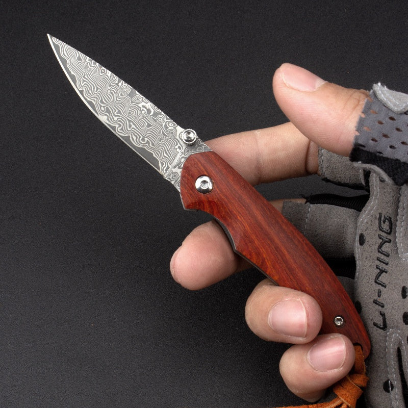 Outdoor Camping Folding Knife Portable Pocket Knife Damas Folding Knife Mini Wooden Handle Pocket Knife