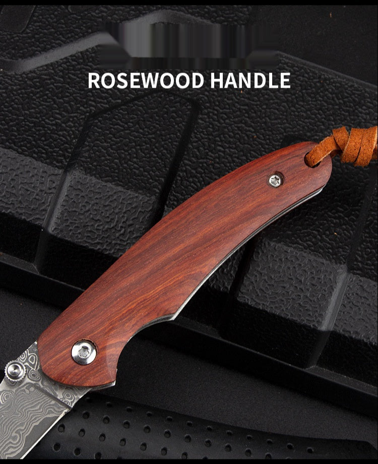 Outdoor Camping Folding Knife Portable Pocket Knife Damas Folding Knife Mini Wooden Handle Pocket Knife