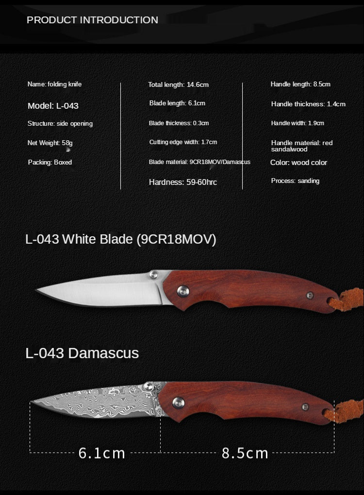 Outdoor Camping Folding Knife Portable Pocket Knife Damas Folding Knife Mini Wooden Handle Pocket Knife