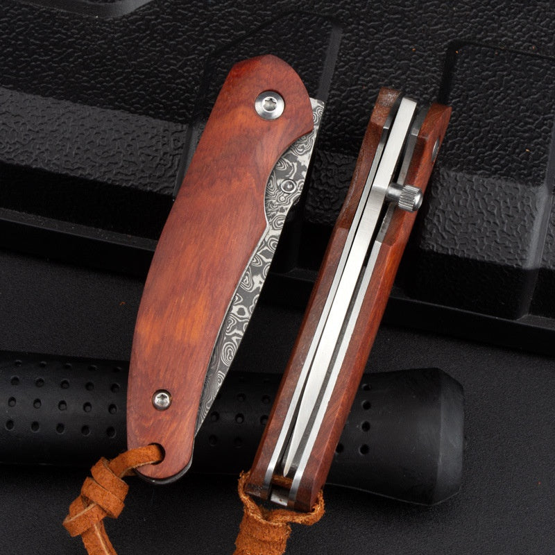 Outdoor Camping Folding Knife Portable Pocket Knife Damas Folding Knife Mini Wooden Handle Pocket Knife