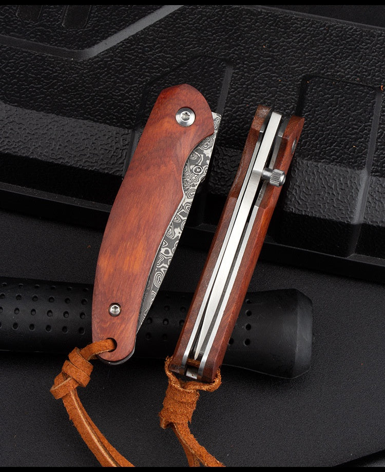 Outdoor Camping Folding Knife Portable Pocket Knife Damas Folding Knife Mini Wooden Handle Pocket Knife