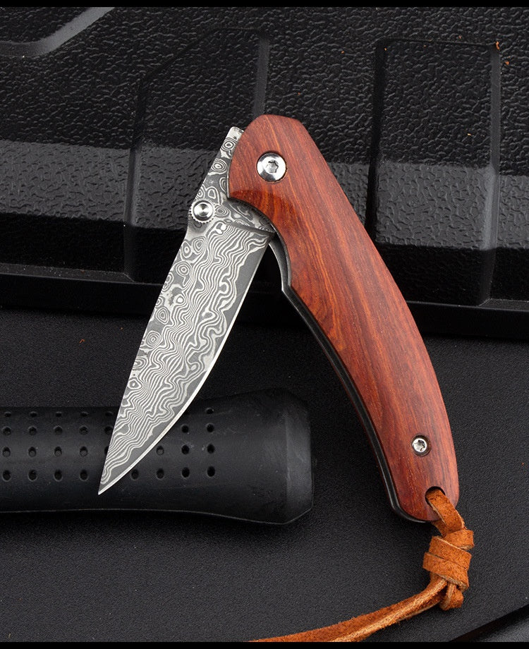 Outdoor Camping Folding Knife Portable Pocket Knife Damas Folding Knife Mini Wooden Handle Pocket Knife