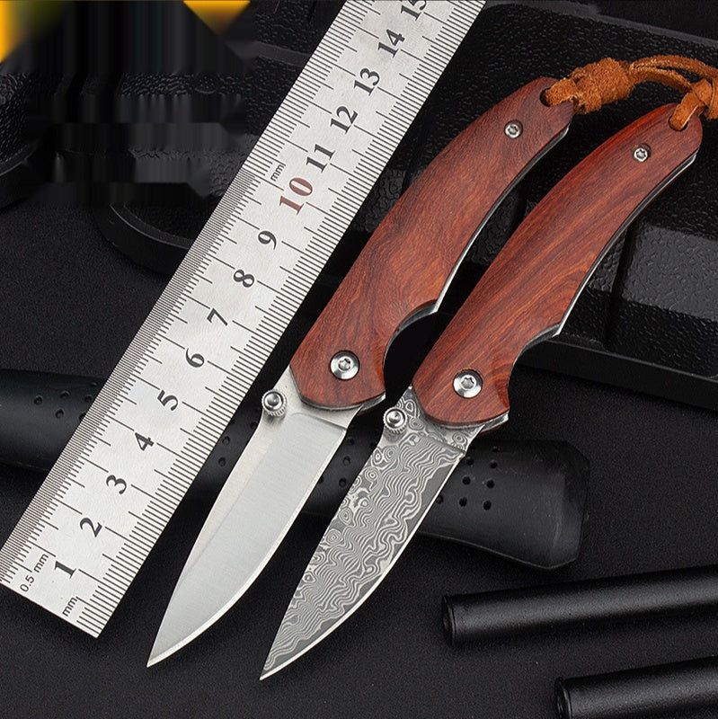 Outdoor Camping Folding Knife Portable Pocket Knife Damas Folding Knife Mini Wooden Handle Pocket Knife