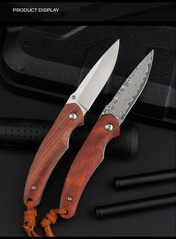Outdoor Camping Folding Knife Portable Pocket Knife Damas Folding Knife Mini Wooden Handle Pocket Knife