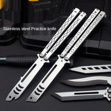 Outdoor training decompression swing knife Stainless steel unopened game swing knife Folding practice knife