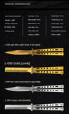 Camping outdoor unopened decompression spin comb practice knife beginner training tool folding stainless steel comb