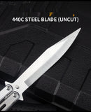 Camping outdoor unopened decompression spin comb practice knife beginner training tool folding stainless steel comb