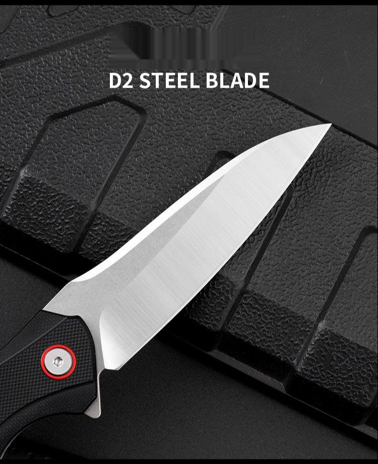 Outdoor camping G10 handle knife D2 stainless steel fruit knife High hardness sharp knife folding knife