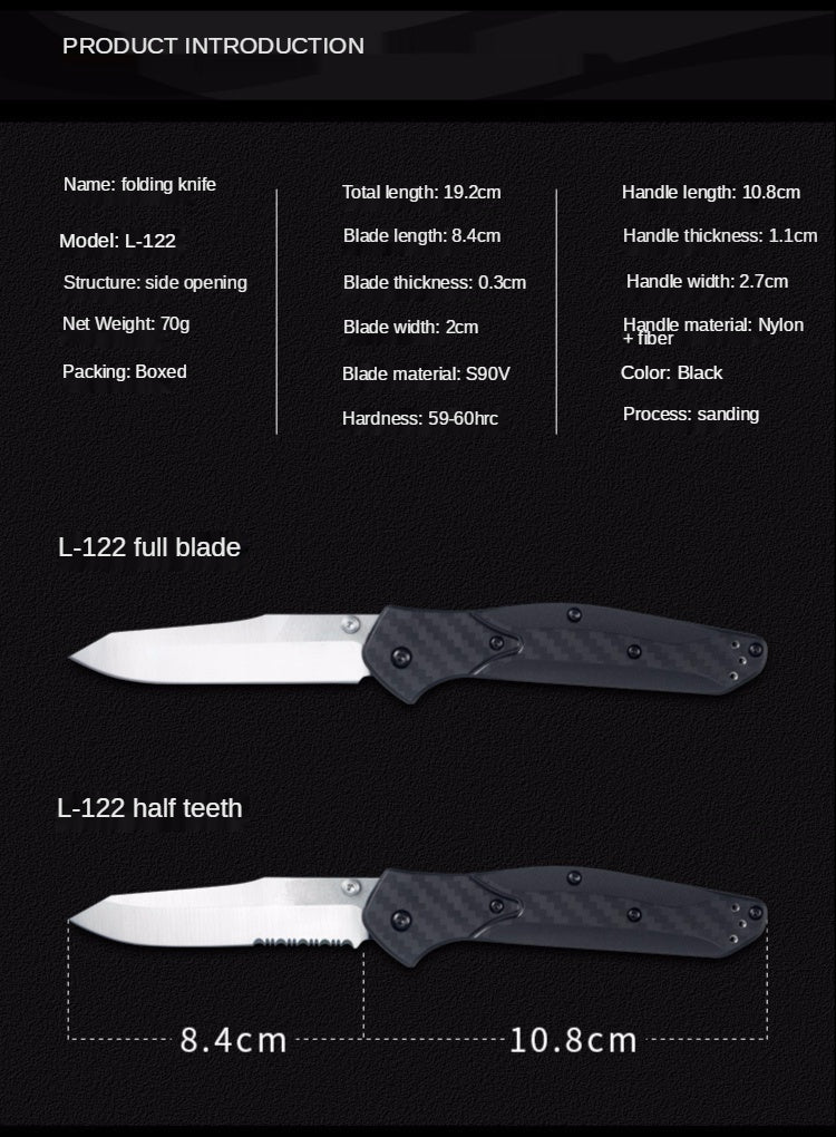 Outdoor camping self-defense folding knife high hardness 940 sharp knife light and sharp folding knife