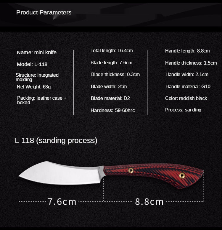 Outdoor sharp pocket knife Portable camping survival tactical saber D2 steel mini straight knife fruit knife