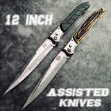 Tactical Stiletto Knifes S 12""""Extra Large OTF Spring Assist FAST OPEN KNIFE Outdoor Pocket Survival Dagger Combat " words Blade Steel Handle Self Defense  POCKET KNIVES