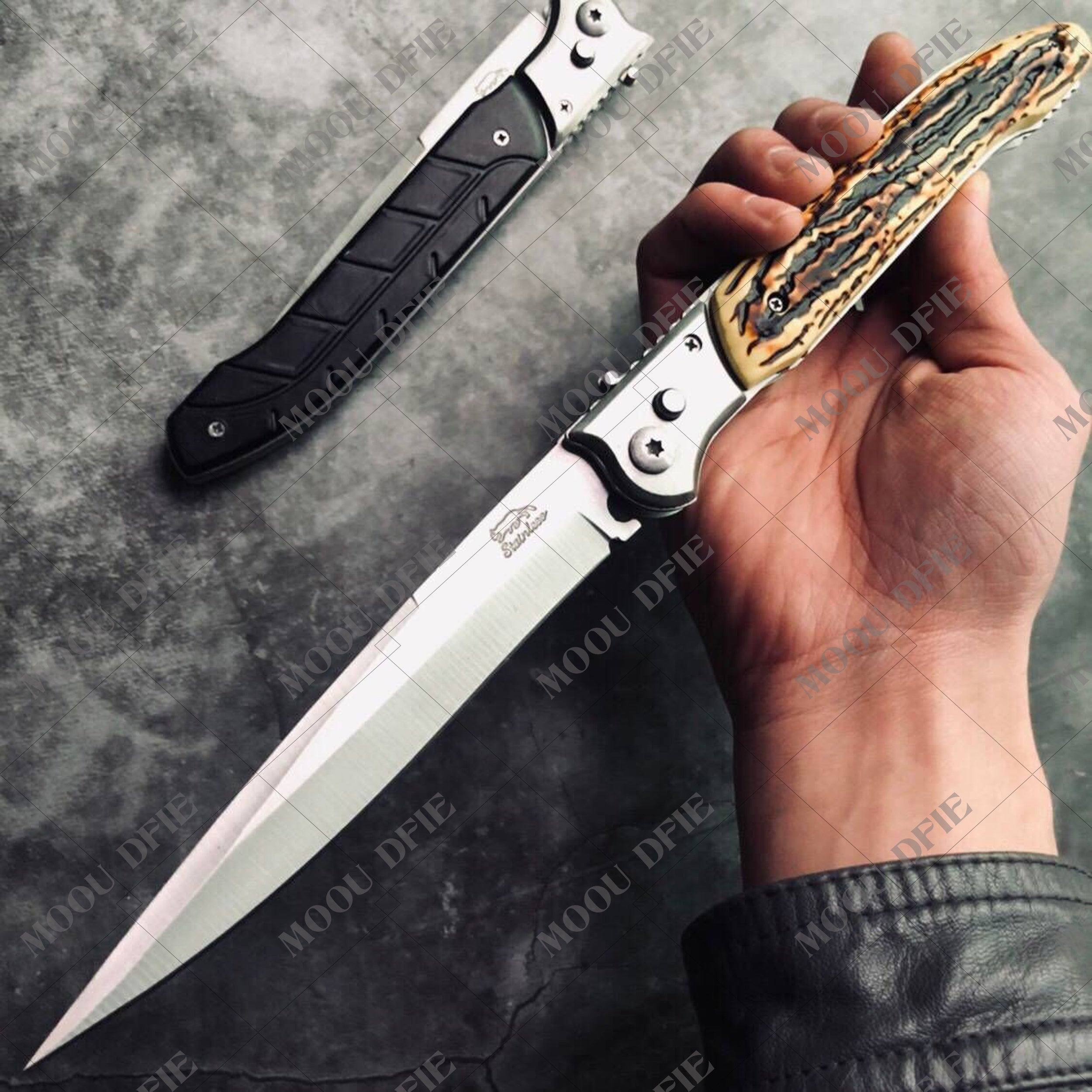 Tactical Stiletto Knifes S 12""""Extra Large OTF Spring Assist FAST OPEN KNIFE Outdoor Pocket Survival Dagger Combat " words Blade Steel Handle Self Defense  POCKET KNIVES