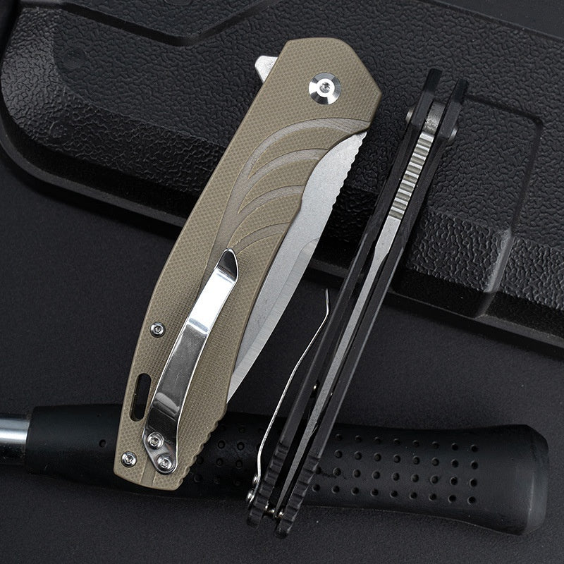 D2 Stainless Steel Folding Knife Outdoor Camping Survival Folding Knife Self-defense Knife Sharp Fruit Knife