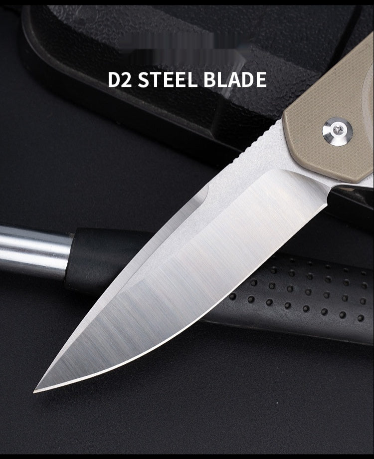 D2 Stainless Steel Folding Knife Outdoor Camping Survival Folding Knife Self-defense Knife Sharp Fruit Knife