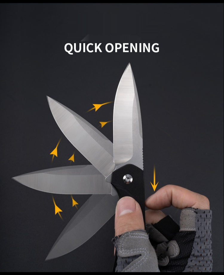 D2 Stainless Steel Folding Knife Outdoor Camping Survival Folding Knife Self-defense Knife Sharp Fruit Knife