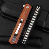 Outdoor D2 Steel Folding Fruit Knife Wooden Handle Folding Knife Wilderness Survival Sharp High Hardness Camping Knife