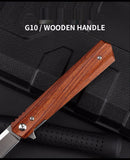 Outdoor D2 Steel Folding Fruit Knife Wooden Handle Folding Knife Wilderness Survival Sharp High Hardness Camping Knife
