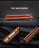 Outdoor D2 Steel Folding Fruit Knife Wooden Handle Folding Knife Wilderness Survival Sharp High Hardness Camping Knife