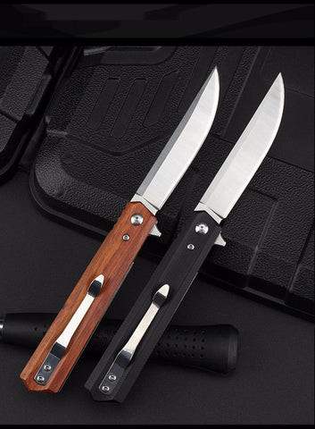 Outdoor D2 Steel Folding Fruit Knife Wooden Handle Folding Knife Wilderness Survival Sharp High Hardness Camping Knife