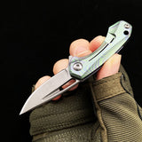 Portable Express Unpacking Keychain Knife Outdoor Mini Damascus Pocket Knife with Titanium Handle