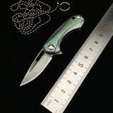 Portable Express Unpacking Keychain Knife Outdoor Mini Damascus Pocket Knife with Titanium Handle