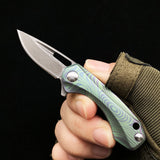 Portable Express Unpacking Keychain Knife Outdoor Mini Damascus Pocket Knife with Titanium Handle