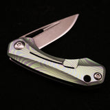 Portable Express Unpacking Keychain Knife Outdoor Mini Damascus Pocket Knife with Titanium Handle