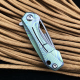 Portable Express Unpacking Keychain Knife Outdoor Mini Damascus Pocket Knife with Titanium Handle