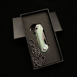 Portable Express Unpacking Keychain Knife Outdoor Mini Damascus Pocket Knife with Titanium Handle