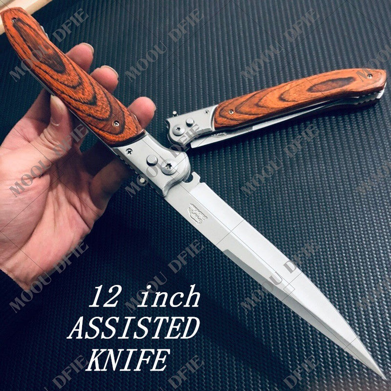 NEW HOT! Outdoor Dagger Hunting  Survival Camping EDC Stiletto Knives 12 INCH  OTF Spring Assist Knife Fold Stiletto Knifes Military Jungle Spring Assisted Knife