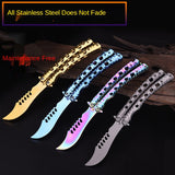Outdoor adult self-defense training knife not edged All-steel flail knife Butterfly folding knife Not edged practice tool
