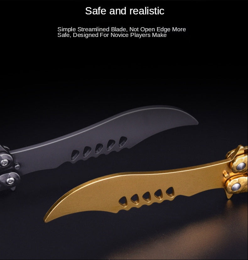 Outdoor adult self-defense training knife not edged All-steel flail knife Butterfly folding knife Not edged practice tool