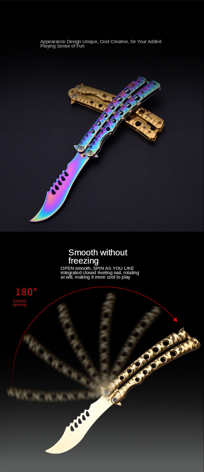 Outdoor adult self-defense training knife not edged All-steel flail knife Butterfly folding knife Not edged practice tool