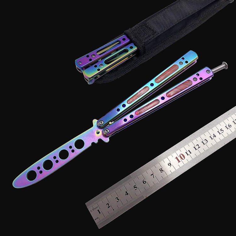 Outdoor safety folding knife, practice knife, stainless steel, unblade butterfly training knife