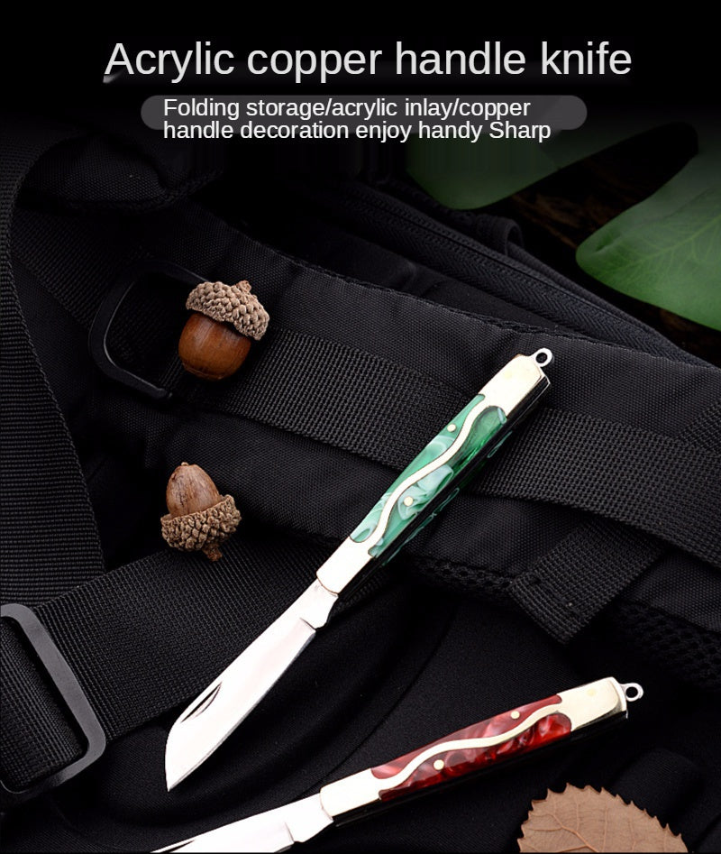Exquisite Acrylic Peeling Knife Stainless Steel Multi-function Fruit Knife Express Unpacking Folding Knife
