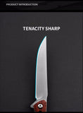 Portable folding knife sharp camping survival knife fruit knife outdoor knife Damascus pattern folding knife with wooden handle magic pen