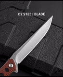 Portable folding knife sharp camping survival knife fruit knife outdoor knife Damascus pattern folding knife with wooden handle magic pen
