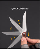 Portable folding knife sharp camping survival knife fruit knife outdoor knife Damascus pattern folding knife with wooden handle magic pen