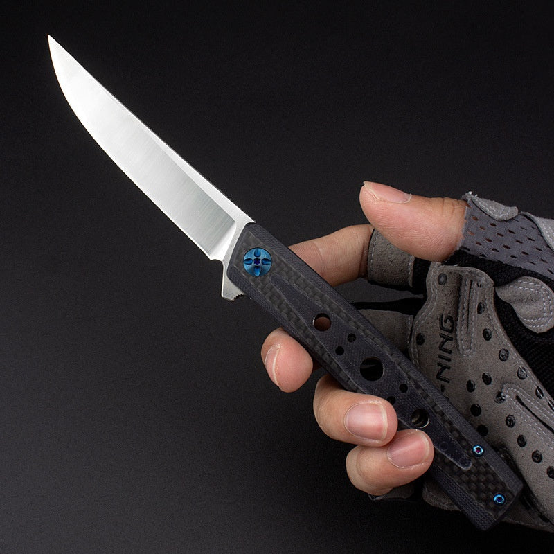 Outdoor Knife Jungle Adventure High Quality Folding Knife Stainless Steel Carbon Fiber D2 Steel Bearing Folding Knife