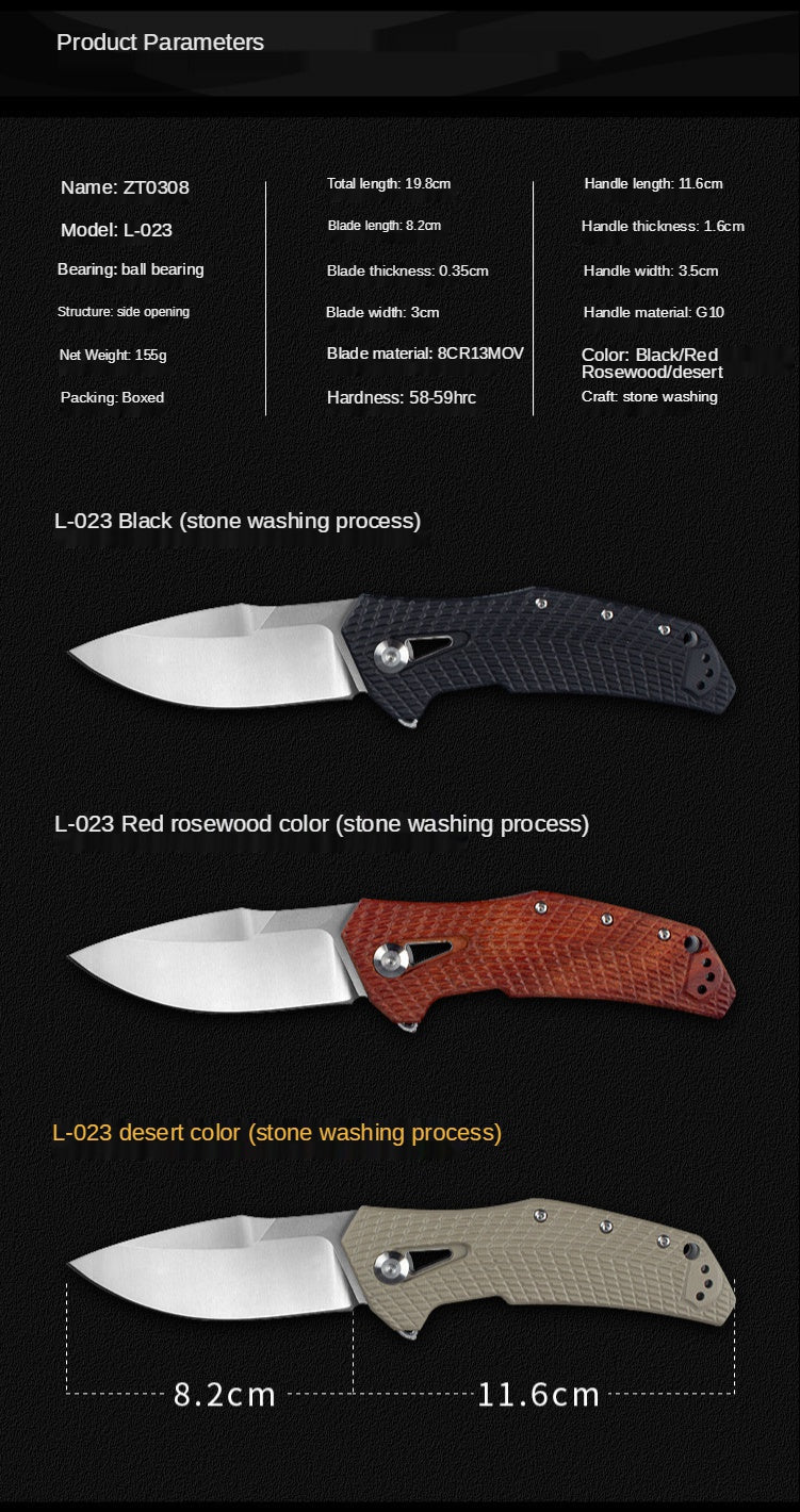 Outdoor Knife Camping Defense Height Hardness Folding Knife G10 Folding Knife Stainless Steel Military Knife